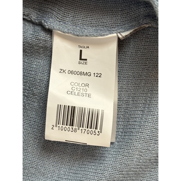 Sonny Bono Born Trendy Italy Sweater Crewneck Pullover Blue Cotton Knit Large - Picture 5 of 9